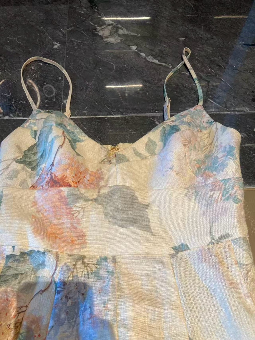 Zimmermann Floral Cream Midi Slip Dress with Spaghetti Straps size 0 - Picture 7 of 11